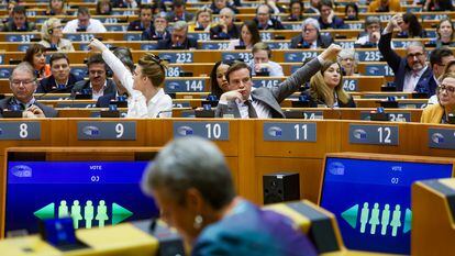 Sesión plenaria del Parlamento Europeo para votar el nuevo Pacto de Migración y Asilo, este miércoles en Bruselas.