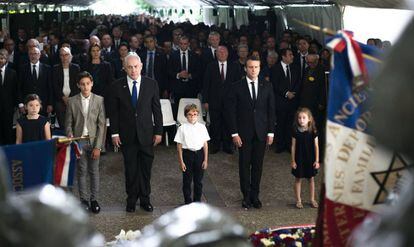 Netanyahu y Macron en la ceremonia de conmemoraci&oacute;n de las v&iacute;ctimas del Vel&oacute;dromo de Invierno en Par&iacute;s este domingo.
 
 