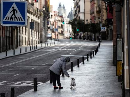Una calle de Madrid, durante la cuarentena. CLAUDIO ÁLVAREZ / EL PAÍS