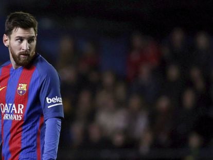 Messi, durante el &uacute;ltimo partido ante el Villarreal.