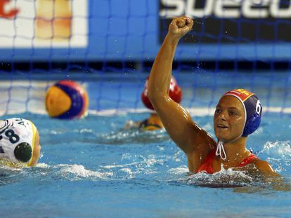 Jennifer Pareja celebra un gol de Espa&ntilde;a en el Mundial de 2013.