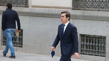 El presidente del BBVA, Carlos Torres Vila, se dirige a la Audiencia Nacional para declarar como testigo en el caso Villarejo.
