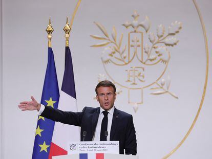 Emmanuel Macron se dirigía este lunes a los embajadores de Francia en una conferencia celebrada en el palacio del Elíseo.