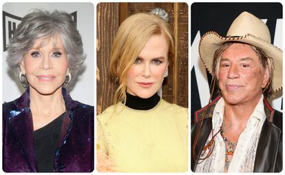 De izquierda a derecha, Jane Fonda, Nicole Kidman y Mickey Rourke.