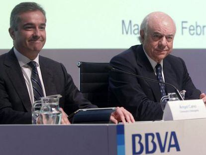 Francisco Gonz&aacute;lez, presidente de BBVa y &Aacute;ngel Cano, consejero delegado