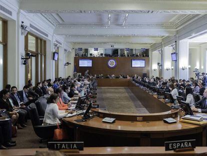 El Consejo Permanente de la OEA durante una reunión sobre Venezuela este martes en la sede del organismo en Washington.