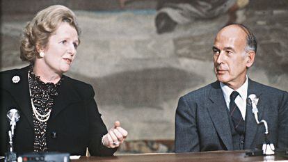 Margaret Thatcher y Valery Giscard , en París en 1980. 