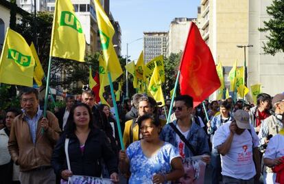 Marcha de la UP, en Bogotá.