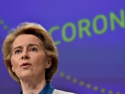 La presidenta de la Comisión Europea, Ursula von der Leyen, durante un acto en Bruselas, este mes.