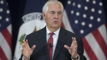 Rex Tillerson este miércoles en el departamento de Estado.