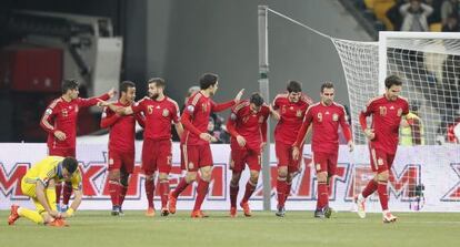 Mario celebra su gol ante Ucrania.