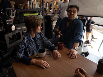 Glenn Close y Rodrigo García, en el rodaje de 'Cuatro días'.