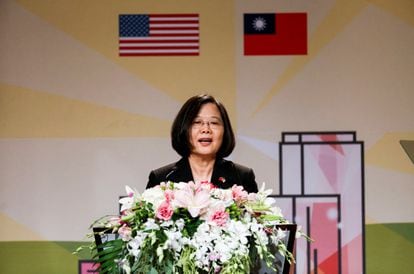 La presidenta taiwanesa, Tsai Ing-Wen, participa en un evento en Los Angeles