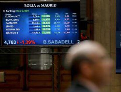 Vista del panel de la Bolsa de Madrid. 