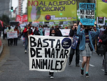 Jóvenes argentinos protestan por el cambio climático, en Buenos Aires, el 25 de septiembre de 2020.