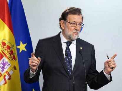 Mariano Rajoy, durante una rueda de prensa en Bruselas.