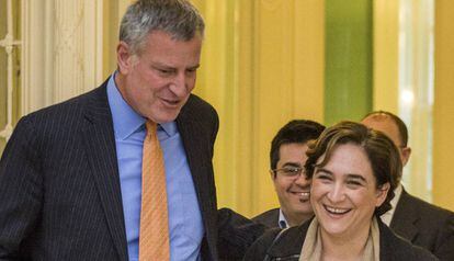 Ada Colau, alcaldesa de Barcelona se reúne con el alcalde de Nueva York, Bill de Blasio