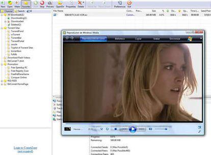 Captura de pantalla de BitComet, uno de los programas P2P más utilizados para la red BitTorrent. Y sí: lo que descargas con él también se puede ver en Vista
