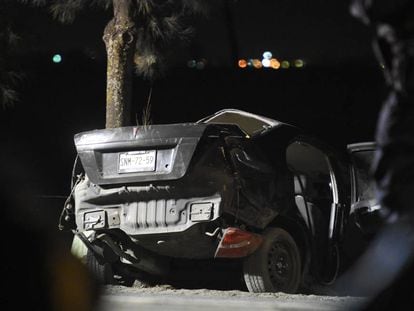 El coche accidentado la noche de este domingo en Tláhuac.
