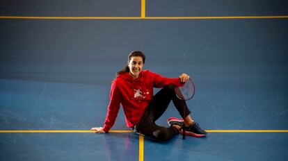 Carolina Marín, en la cancha del Centro de Alto Rendimiento de Sierra Nevada.