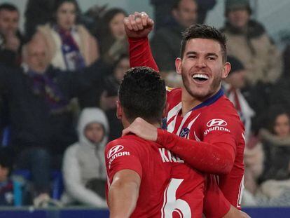 Lucas celebra su gol ante el Huesca.