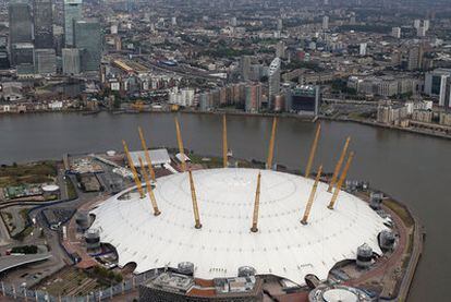 Vista del pabellón North Greenwich Arena, escenario de la gimnasia y el baloncesto.