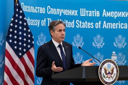 El secretario de Estado de EE UU, Antony Blinken, este miércoles en Kiev.