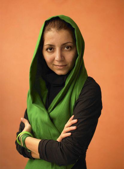 La directora de cine iraní Hana Makhmalbaf, ayer al finalizar la entrevista.