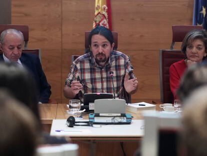 Pablo Iglesias, líder de Podemos, en el Senado.