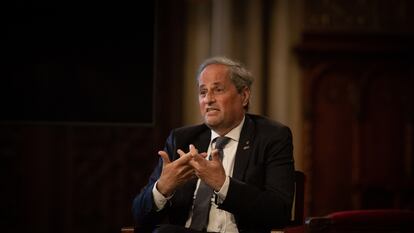El expresidente de la Generalitat Quim Torra.
El expresidente de la Generalitat Quim Torra ha avisado este lunes de que los catalanes no tendrán "plenamente reconocidos sus derechos" en la UE si Catalunya no es un Estado, y ha llamado a afrontarlo como un estímulo, no como una frustración.
POLITICA
DAVID ZORRAKINO - EUROPA PRESS