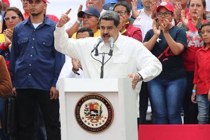 Maduro, durante la marcha de este sábado.