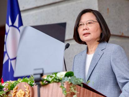 La presidenta taiwanesa, Tsai Ing-wen, pronuncia su discurso de investidura tras jurar el cargo en su segundo mandato