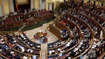 Hemiciclo del Congreso de los Diputados durante una tramitación legislativa.