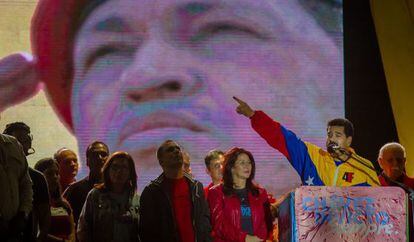 El presidente de venezolano, Nicol&aacute;s Maduro, en un discurso.
