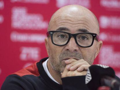 Jorge Sampaoli durante la rueda de prensa.