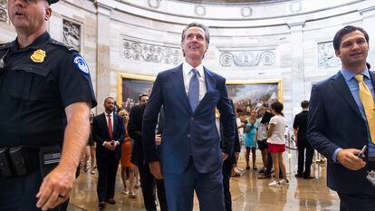 El gobernador de California, Gavin Newsom, de visita en el Capitolio de Washington, el pasado 15 de julio.