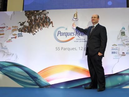 Fernando Eiroa, presidente de Parques Reunidos, en el reestreno d ela compa&ntilde;&iacute;a en la Bolsa espa&ntilde;ola. 