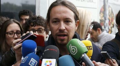 Pablo Iglesias, este sábado antes del Consejo Ciudadano de Podemos.