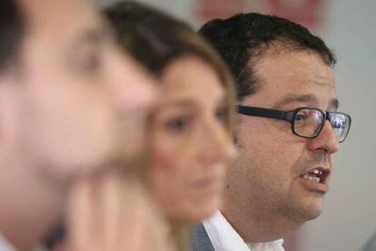 El líder de Avancem, Joan Ignasi Elena, esta mañana en rueda de prensa.