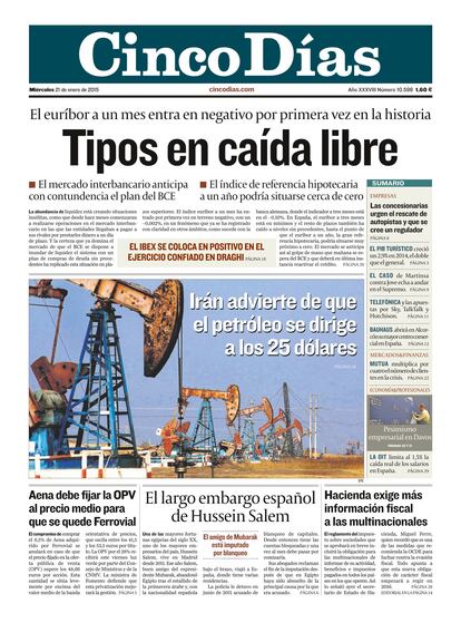 2015: deflación y tipos cero.  Los riesgos de deflación traen los tipos de interés en el 0% o negativos. Tras la gran crisis financiera, la timidez de la demanda en las economías occidentales, especialmente en las europeas, y la presión de las fuerzas deflacionistas llevan a los bancos centrales a intervenir en los mercados con una vasta operación de expansión cuantitativa.