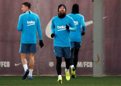 Messi, durante el entrenamiento de este martes en Sant Joan Despí.