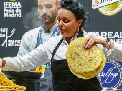 La cocinera Najat Kaanache, este lunes durante su intervención en Madrid Fusión.
