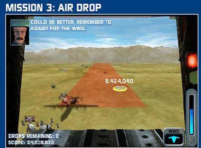 El videojuego explica cómo repartir la ayuda humanitaria desde un avión.