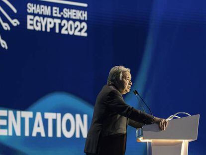 El secretario general de la ONU, António Guterres, en la COP27.