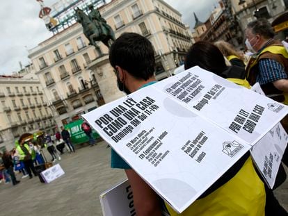 Manifestación a favor de la aprobación de una ley estatal de vivienda, este mes en Madrid.