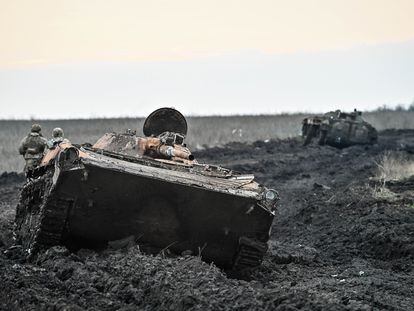 Equipo militar destruido cerca de Robotine, esta semana en la región ucrania de Zaporiyia.