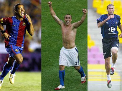 Ronaldinho, Cannavaro y Zidane, de izquierda a derecha.