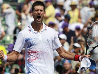 Djokovic celebra su victoria ante Murray. 