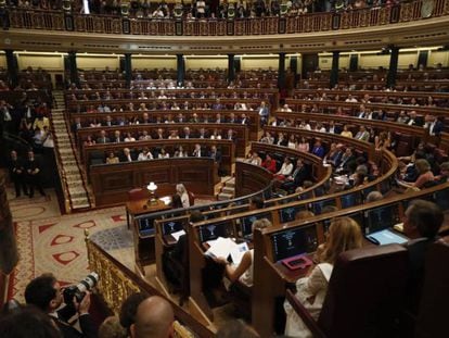 El pleno de investidura de Pedro Sánchez, este lunes en el Congreso. En vídeo, resumen de la intervención de Pablo Iglesias.
