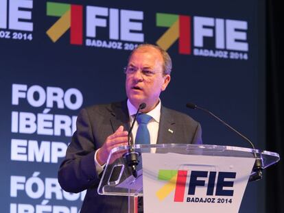 El presidente extreme&ntilde;o, Jos&eacute; Antonio Monago, en la inauguraci&oacute;n del segundo Foro Ib&eacute;rico Empresarial (FIE).